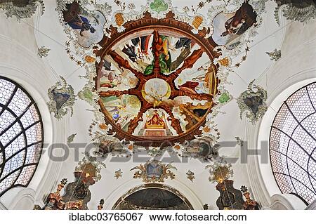 "Ceiling frescoes, Hospital Church of the Holy Spirit, Fussen, Ostallgau, Allgau, Schwabia, Bavaria, Germany, Europe" View Large Photo Image Stock Photo - "Ceiling frescoes, Hospital Church of the Holy Spirit, Fussen, Ostallgau, Allgau, Schwabia, Bavaria, Germany, Europe". Fotosearch
