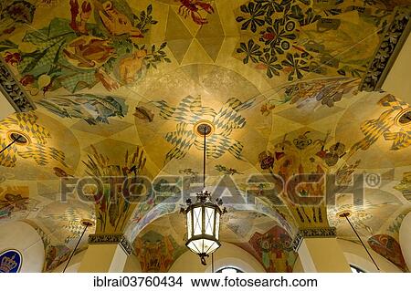 "Ceiling frescoes in the """"Schwemme"""", guest room, Hofbraeuhaus am Platzl beer hall, Munich, Upper Bavaria, Bavaria, Germany, Europe" View Large Photo Image Picture - "Ceiling frescoes in the """"Schwemme"""", guest room, Hofbraeuhaus am Platzl beer hall, Munich, Upper Bavaria, Bavaria, Germany, Europe". Fotosearch