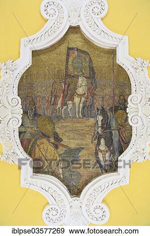 "Ceiling mosaic, depicting a medieval scene, Komsomolskaya metro station, Moskau, Moscow Oblast, Russia, Europe" View Large Photo Image Stock Photo - "Ceiling mosaic, depicting a medieval scene, Komsomolskaya metro station, Moskau, Moscow Oblast, Russia, Europe". Fotosearch