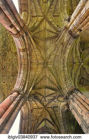 Stock Photo - "Ceiling vault in the ruins of the Cistercian monastery of Melrose Abbey, 12th century, Melrose, Scottish Borders, Scotland, United Kingdom, Europe". Fotosearch
