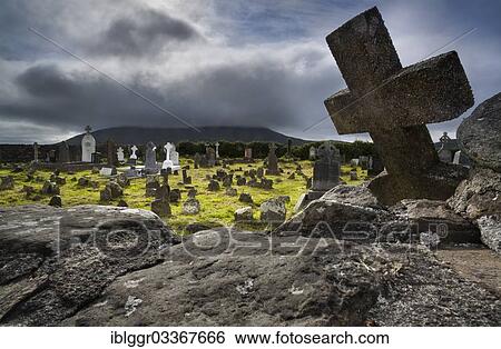 Stock Photograph - "Cemetery at Ballinskelligs Abbey, Ring of Kerry, Ballinskelligs, Iveragh peninsula, County Kerry, Ireland, Europe". Fotosearch