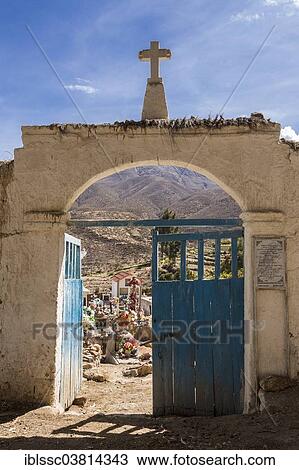 Stock Image - "Cemetery of Socoromo, Lauca National Park, Atacama Desert, northern Chile". Fotosearch