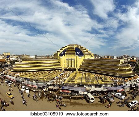 Stock Photo - "Central market or Phsar Thmey, market hall, Phnom Penh, Phnom Penh Province, Cambodia, Asia". Fotosearch