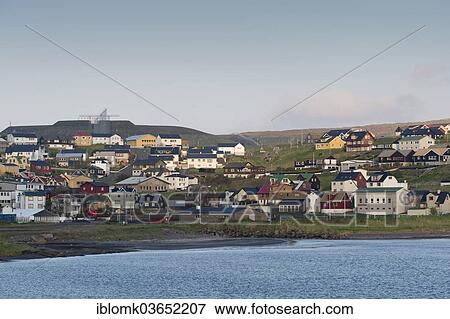 "Centre of the village of Sorvagur, end of the airport runway at the rear, Sorvagur, Vagar, Faroe Islands, Denmark, Europe" View Large Photo Image Stock Photo - "Centre of the village of Sorvagur, end of the airport runway at the rear, Sorvagur, Vagar, Faroe Islands, Denmark, Europe". Fotosearch