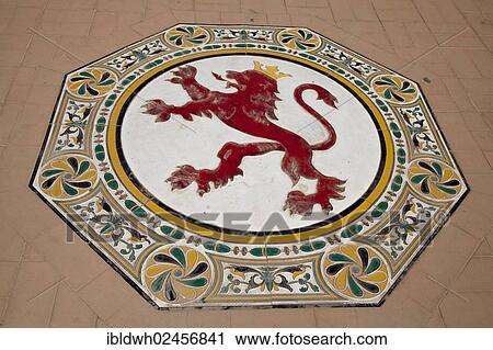 Ceramic Figure Of A Lion On The Floor In The Plaza De Espana