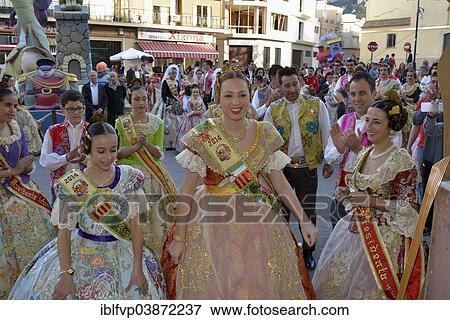 "Ceremonial opening of the Falla House by the Falla group """"La Font"""" during the Las Fallas Spring Festival, Pego, Province of Alicante, Spain, Europe" View Large Photo Image Stock Photo - "Ceremonial opening of the Falla House by the Falla group """"La Font"""" during the Las Fallas Spring Festival, Pego, Province of Alicante, Spain, Europe". Fotosearch