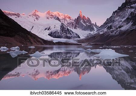 "Cerro Torre massif, reflections in Lago Torre, at dawn, Los Glaciares National Park, El Chalten, Santa Cruz, Argentina, South America" View Large Photo Image Stock Photography - "Cerro Torre massif, reflections in Lago Torre, at dawn, Los Glaciares National Park, El Chalten, Santa Cruz, Argentina, South America". Fotosearch