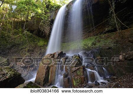 Stock Photograph - "Cha Ong Waterfall, 18 metres, in the jungle, Banlung, Ratanakiri Province, Cambodia, Asia". Fotosearch