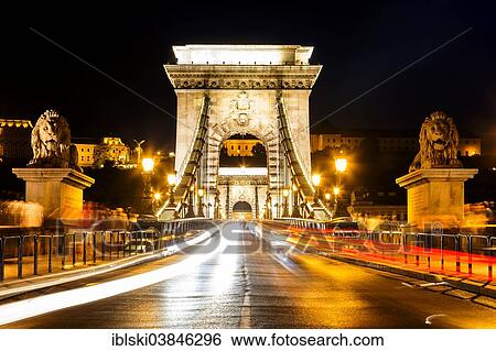 "Chain Bridge at night, Budapest, Hungary, Europe" View Large Photo Image Stock Photograph - "Chain Bridge at night, Budapest, Hungary, Europe". Fotosearch