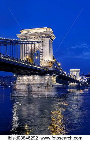 "Chain Bridge at the blue hour, Budapest, Hungary, Europe" View Large Photo Image Stock Image - "Chain Bridge at the blue hour, Budapest, Hungary, Europe". Fotosearch