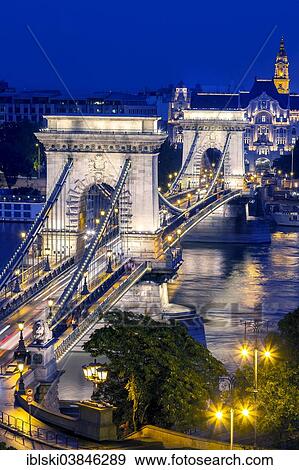 "Chain Bridge at the blue hour, Budapest, Hungary, Europe" View Large Photo Image Stock Photo - "Chain Bridge at the blue hour, Budapest, Hungary, Europe". Fotosearch