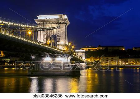 "Chain Bridge at the blue hour, Budapest, Hungary, Europe" View Large Photo Image Stock Photograph - "Chain Bridge at the blue hour, Budapest, Hungary, Europe". Fotosearch
