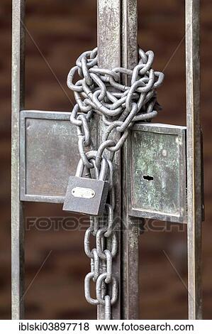 "Chain with padlock on an iron gate, Budapest, Hungary, Europe" View Large Photo Image Stock Photo - "Chain with padlock on an iron gate, Budapest, Hungary, Europe". Fotosearch