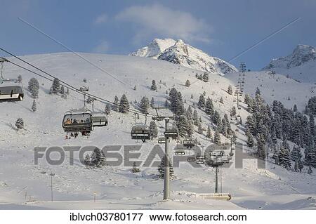 Stock Photo - "Chairlift in the Kuehtai ski resort, Sellrain Valley, Tyrol, Austria, Europe". Fotosearch