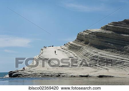 Stock Image - "Chalk cliffs, Turkish Stairs, Scala dei Turchi, Realmonte, Sicily, Italy, Europe". Fotosearch