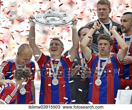 "Championship celebration, Bastian Schweinsteiger with championship trophy, joy at FCB, FC Bayern is 24. German champion, Allianz Arena, Munich, Upper Bavaria, Bavaria, Germany, Europe" View Large Photo Image Stock Image - "Championship celebration, Bastian Schweinsteiger with championship trophy, joy at FCB, FC Bayern is 24. German champion, Allianz Arena, Munich, Upper Bavaria, Bavaria, Germany, Europe". Fotosearch