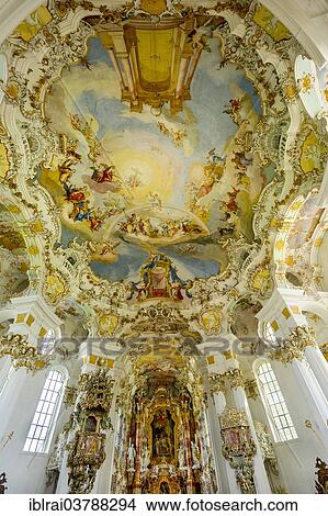 "Chancel and fresco on the domed ceiling by Johann Baptist Zimmermann, Wieskirche, Steingaden, Pfaffenwinkel, Upper Bavaria, Bavaria, Germany, Europe" View Large Photo Image Picture - "Chancel and fresco on the domed ceiling by Johann Baptist Zimmermann, Wieskirche, Steingaden, Pfaffenwinkel, Upper Bavaria, Bavaria, Germany, Europe". Fotosearch