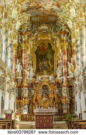 "Chancel choir and high altar, Wieskirche, Steingaden, Pfaffenwinkel, Upper Bavaria, Bavaria, Germany, Europe" View Large Photo Image Stock Photo - "Chancel choir and high altar, Wieskirche, Steingaden, Pfaffenwinkel, Upper Bavaria, Bavaria, Germany, Europe". Fotosearch