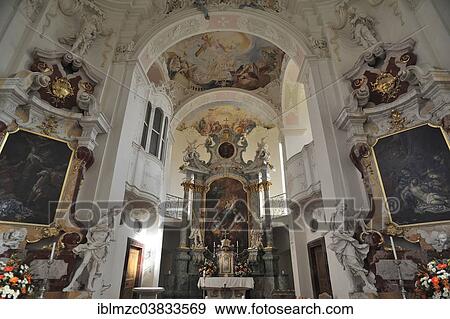 "Chancel of the palace church of St. Mary, ceiling frescoes by Franz Joseph Spiegler, Mainau, Baden-Wurttemberg, Germany, Europe" View Large Photo Image Stock Photo - "Chancel of the palace church of St. Mary, ceiling frescoes by Franz Joseph Spiegler, Mainau, Baden-Wurttemberg, Germany, Europe". Fotosearch