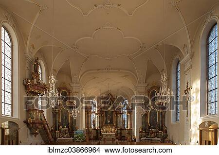 Picture - "Chancel of the parish church of St. Johann Baptist, built 1774 - 1794, Ringsheim, Baden-Wurttemberg, Germany, Europe". Fotosearch