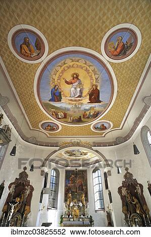 "Chancel with ceiling paintings in the early-Neoclassical church of St. Antonius, 1805, Hinterstein, Oberallgau, Bavaria, Germany, Europe" View Large Photo Image Stock Image - "Chancel with ceiling paintings in the early-Neoclassical church of St. Antonius, 1805, Hinterstein, Oberallgau, Bavaria, Germany, Europe". Fotosearch