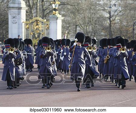 "Changing of the Guard at Buckingham Palace, soldiers wearing a gray uniform, military band, City of Westminster, London, London region, England, United Kingdom, Europe" View Large Photo Image Stock Image - "Changing of the Guard at Buckingham Palace, soldiers wearing a gray uniform, military band, City of Westminster, London, London region, England, United Kingdom, Europe". Fotosearch