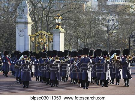"Changing of the Guard in front of Buckingham Palace, soldiers wearing a gray uniform, military band, City of Westminster, London, London region, England, United Kingdom, Europe" View Large Photo Image Stock Photo - "Changing of the Guard in front of Buckingham Palace, soldiers wearing a gray uniform, military band, City of Westminster, London, London region, England, United Kingdom, Europe". Fotosearch