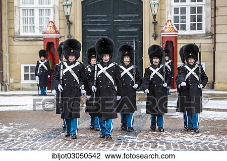 "Changing of the guard, royal bodyguards, ceremony outside the Amalienborg royal palace, Copenhagen, Capital Region of Denmark, Denmark, Europe" View Large Photo Image Stock Image - "Changing of the guard, royal bodyguards, ceremony outside the Amalienborg royal palace, Copenhagen, Capital Region of Denmark, Denmark, Europe". Fotosearch