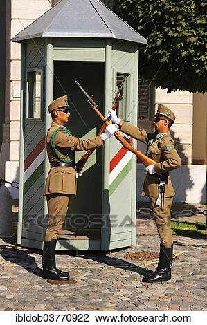 "Changing of the guards in front of the Presidential Palace Sandor Palace on Castle Hill, Budapest, Hungary, Europe" View Large Photo Image Stock Image - "Changing of the guards in front of the Presidential Palace Sandor Palace on Castle Hill, Budapest, Hungary, Europe". Fotosearch