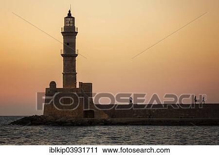 "Chania lighthouse at sunset, harbour, Chania, Crete, Greece, Europe" View Large Photo Image Stock Image - "Chania lighthouse at sunset, harbour, Chania, Crete, Greece, Europe". Fotosearch