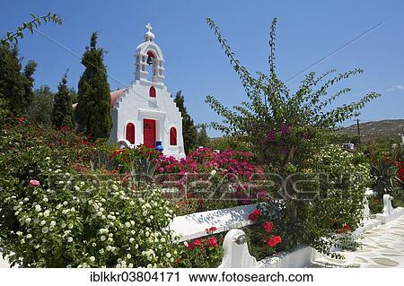 Stock Image - "Chapel, Mykonos, Cyclades, Greece, Europe". Fotosearch