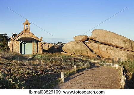 "Chapel on the Sentier des Douaniers hiking trail, Customs Officers' Route, Cote de Granit Rose, Cotes d’Armor, Brittany, France, Europe" View Large Photo Image Stock Photo - "Chapel on the Sentier des Douaniers hiking trail, Customs Officers' Route, Cote de Granit Rose, Cotes d’Armor, Brittany, France, Europe". Fotosearch