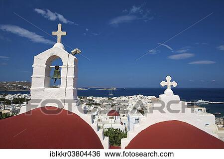 Stock Photograph - "Chapel overlooking Mykonos Town, Mykonos, Cyclades, Greece, Europe". Fotosearch