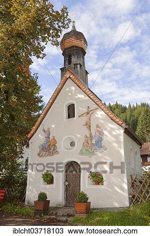 "Chapel with lueftlmalerei, traditional murals, Klais, Werdenfelser Land, Upper Bavaria, Bavaria, Germany, Europe" View Large Photo Image Stock Image - "Chapel with lueftlmalerei, traditional murals, Klais, Werdenfelser Land, Upper Bavaria, Bavaria, Germany, Europe". Fotosearch