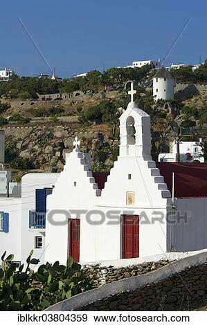 Stock Photo - "Chapels in Mykonos Town, Mykonos, Cyclades, Greece, Europe". Fotosearch