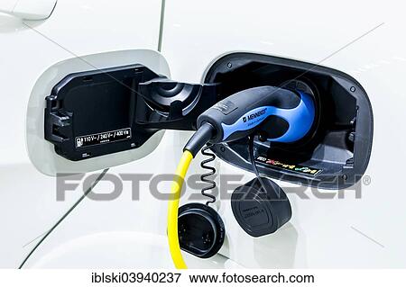 Stock Photo - "Charging with a 230-volt charger, gun, electric car Mercedes-Benz B-Class electric drive, 65th International Motor Show IAA 2013, Frankfurt am Main, Hesse, Germany, Europe". Fotosearch