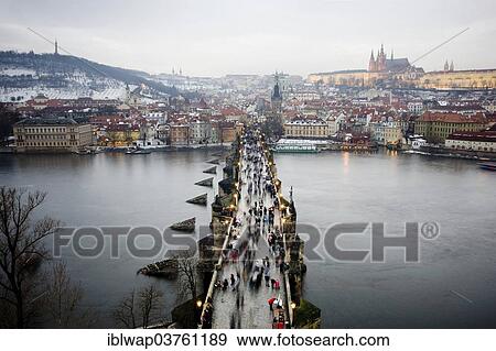 Stock Photo - "Charles Bridge, Prague Castle, Vltava River, Lesser Town of Prague, Prague, Czech Republic, Europe". Fotosearch