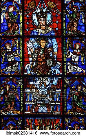 Stock Photograph - "Chartres Cathedral, cult image, La belle Verriere, Our Lady of the Beautiful Window, Ile de France region, department of Eure-et-Loir, France, Europe". Fotosearch