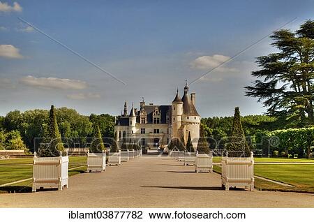 Stock Image - "Chateau de Chenonceau, Chenonceau Castle, moated castle, 16th century, Chenonceaux, Indre-et-Loire, Centre region, France, Europe". Fotosearch