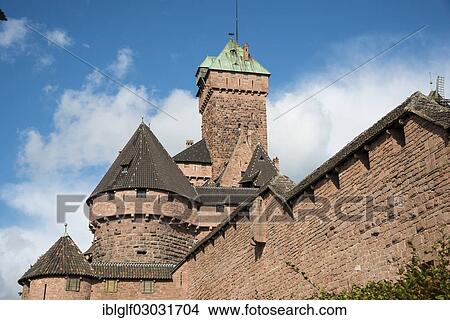 Picture - "Chateau du Haut-Koenigsbourg or Hohkoenigsburg castle, Hochkonigsburg, near Orschwiller, Alsace, France, Europe". Fotosearch