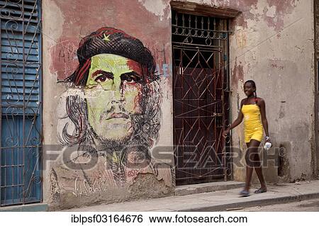 "Che Guevara mural and a young woman in the historic town centre, Havana, Cuba, North America" View Large Photo Image Stock Photograph - "Che Guevara mural and a young woman in the historic town centre, Havana, Cuba, North America". Fotosearch