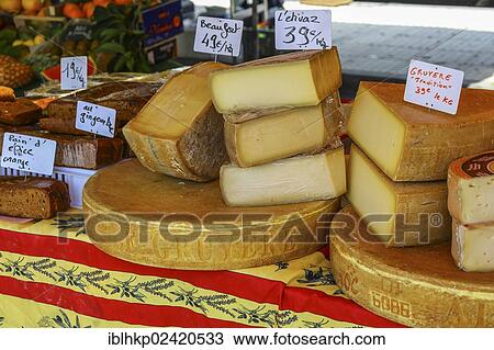 Cheese on sale at a weekly market, Frejus, Cote d'Azur, France, Europe View Large Photo Image Stock Image - Cheese on sale at a weekly market, Frejus, Cote d'Azur, France, Europe. Fotosearch