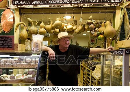 Stock Photograph - "Cheesemonger, Nice, Provence-Alpes-Cote dâ€™Azur, France, Europe". Fotosearch