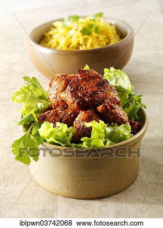 "Chicken Tikka with salad, traditional Indian curry" View Large Photo Image Stock Photo - "Chicken Tikka with salad, traditional Indian curry". Fotosearch