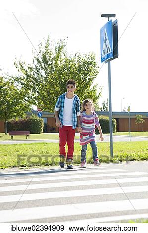 Children crossing a zebra crossing View Large Photo Image Stock Photo - Children crossing a zebra crossing. Fotosearch