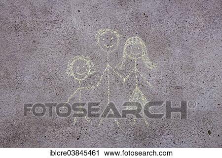"Child's drawing, chalk on concrete, mother, father, child" View Large Photo Image Stock Image - "Child's drawing, chalk on concrete, mother, father, child". Fotosearch