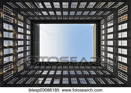 Stock Photography - "Chilehaus, Chile House, an old office building, courtyard, Kontorhaus quarter, Hamburg, Hamburg, Germany, Europe". Fotosearch