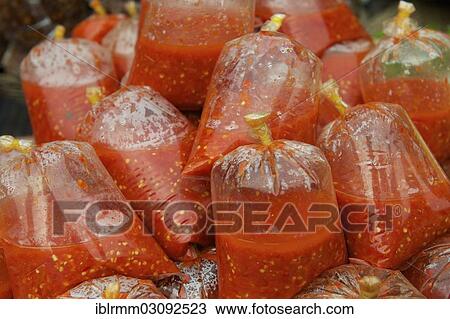 "Chili sauce packed in plastic bags, at a market, Siem Reap, Siem Reap, Siem Reap Province, Cambodia, Asia" View Large Photo Image Stock Image - "Chili sauce packed in plastic bags, at a market, Siem Reap, Siem Reap, Siem Reap Province, Cambodia, Asia". Fotosearch