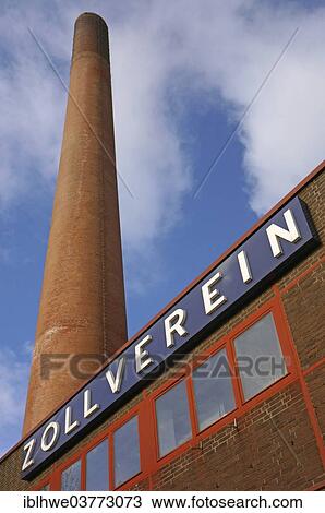 Stock Image - "Chimney of the Kokerei Zollverein coking plant, UNESCO World Heritage Site, Essen, North Rhine-Westphalia, Germany, Europe". Fotosearch
