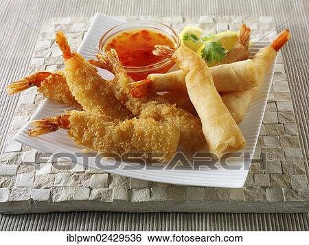 Chinese breaded and battered deep fried tiger prawns View Large Photo Image Stock Photograph - Chinese breaded and battered deep fried tiger prawns. Fotosearch